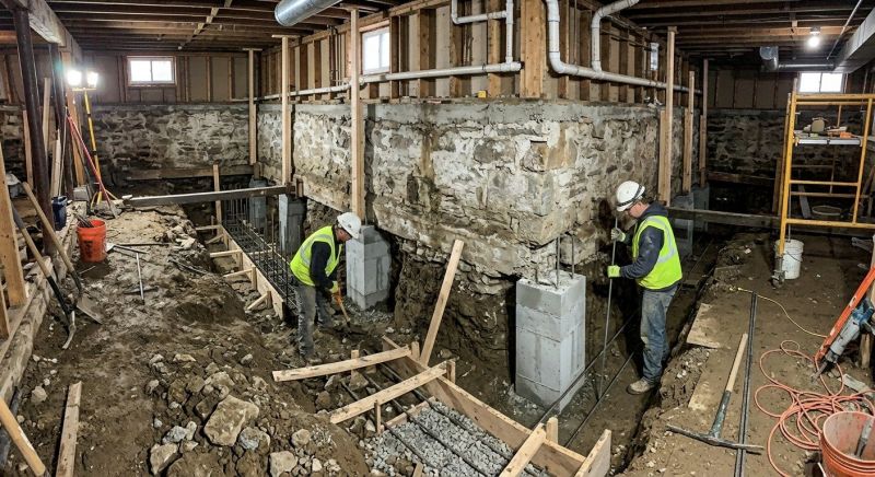 Basement Underpinning in Malden, MA