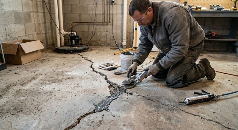 Cracked Basement Floor Repair in Malden, MA