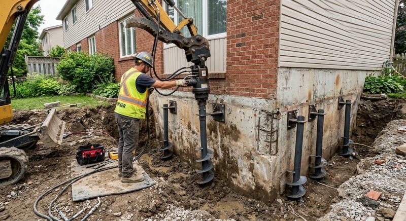 Helical Piers Installation in Malden, MA