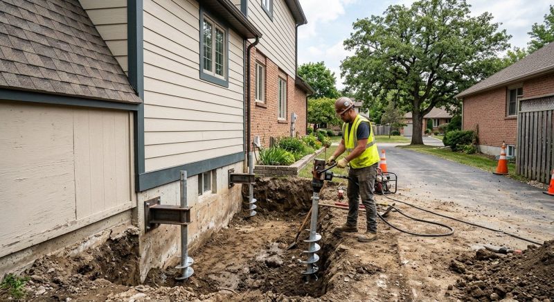 Helical Piers Installation in Malden, MA