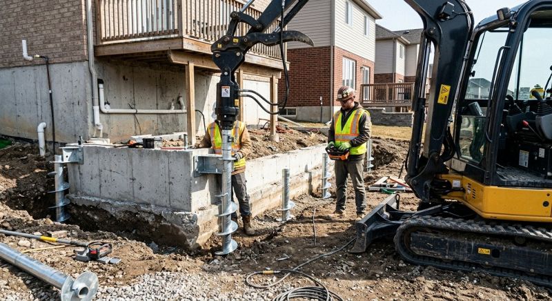 Helical Pile Installation in Malden, MA
